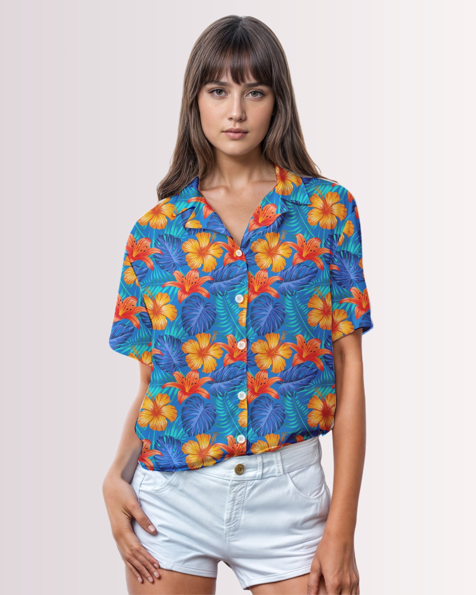 Womens Hawaiian Shirt - Hawaiian Tropix II