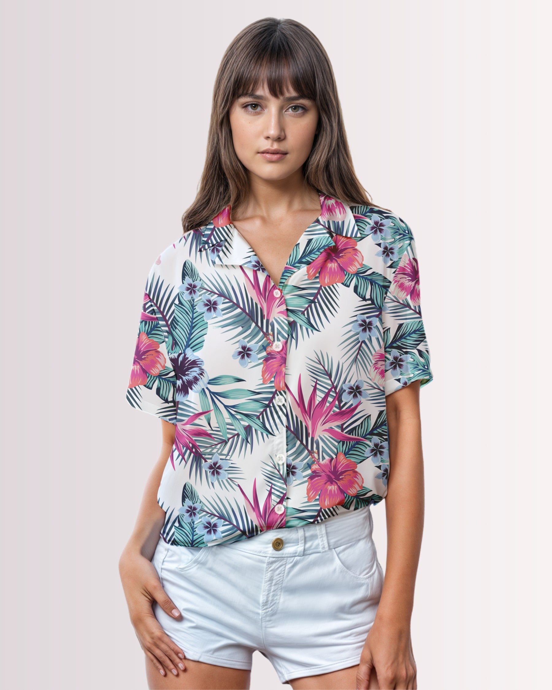 Womens Hawaiian Shirt - Tropical V