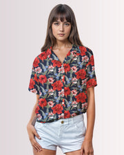 Womens Hawaiian Shirt - Tropical Floral IX