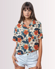 Womens Hawaiian Shirt - Tropical Floral II