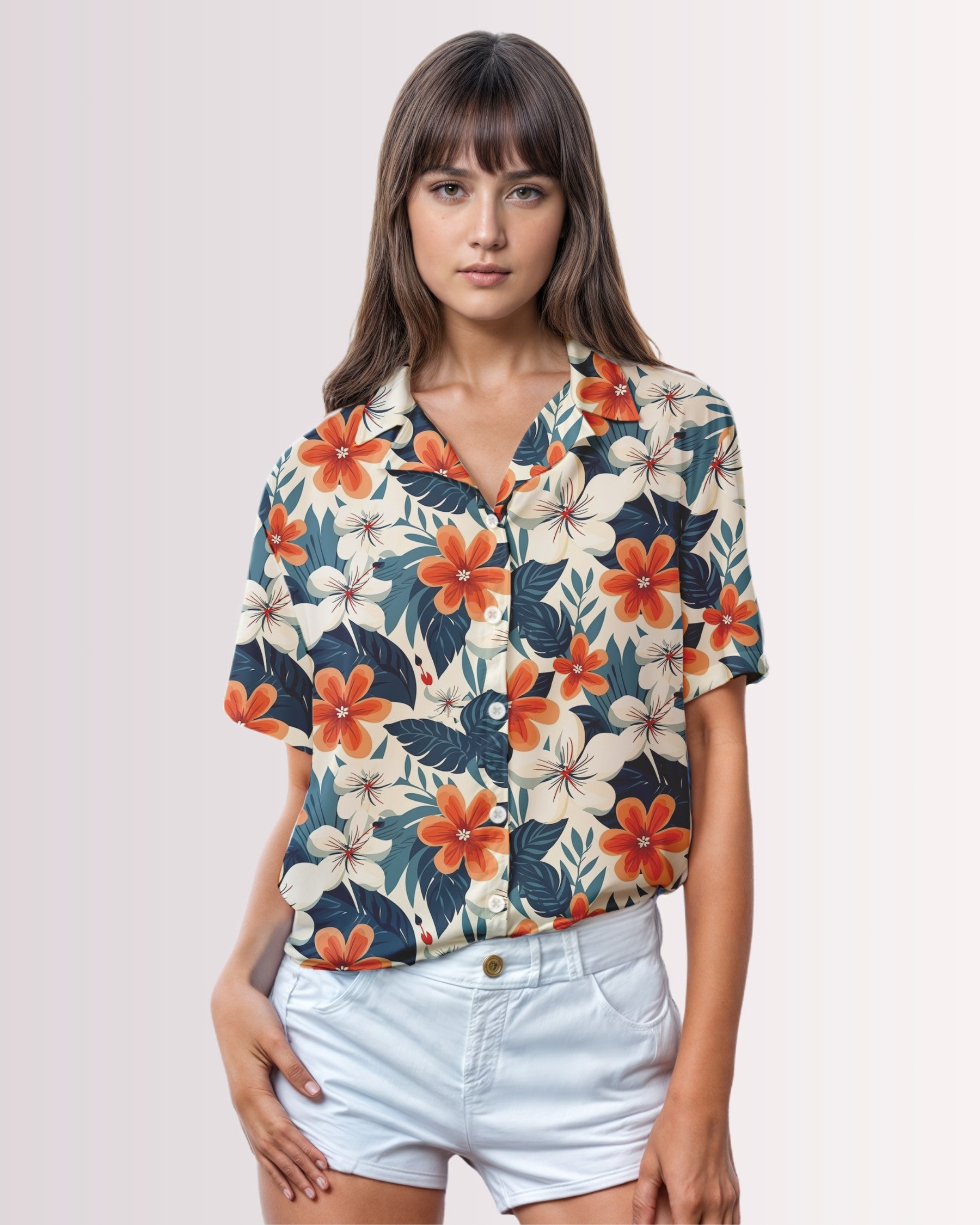 Womens Hawaiian Shirt - Tropical Floral II