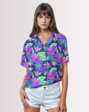 Womens Hawaiian Shirt - Purple Hawaiian IV