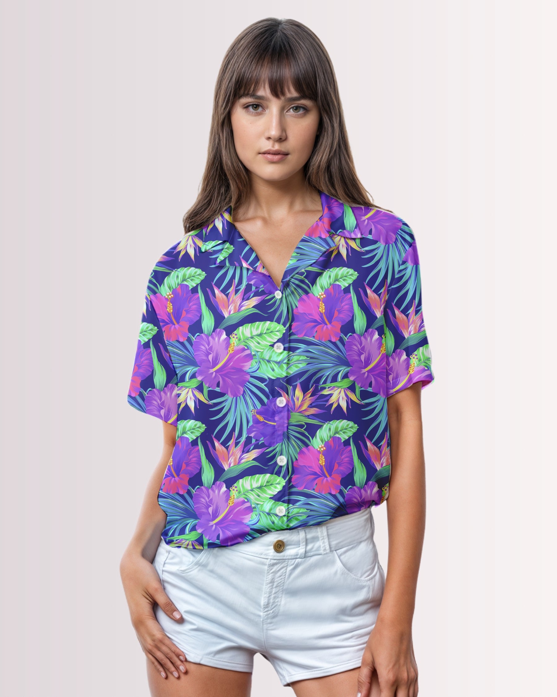Womens Hawaiian Shirt - Purple Hawaiian IV