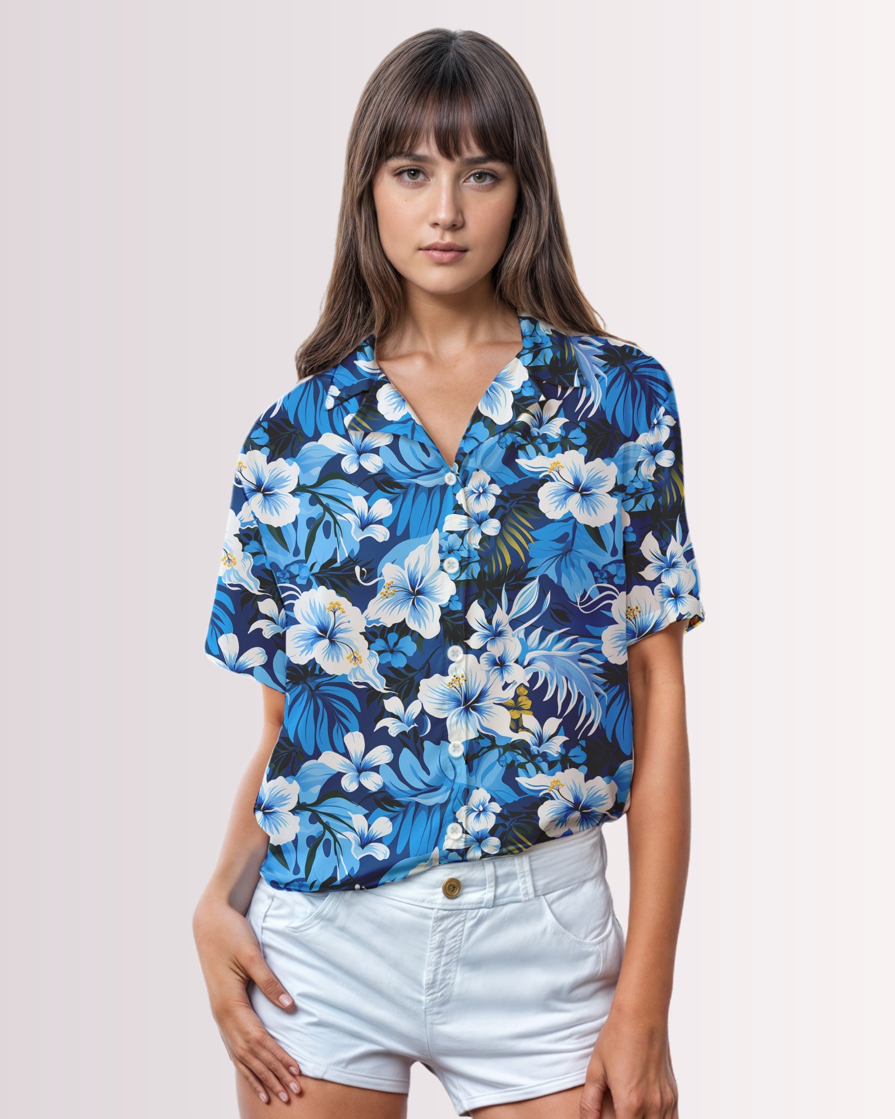 Womens Hawaiian Shirt - Blue Hawaiian I