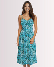 Womens Sun Dress - Tropical Blue Floral I