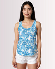 Womens Tank - Blue Palm Trees I