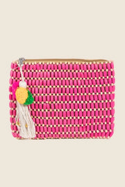 Small wooden beaded rectangle bag.