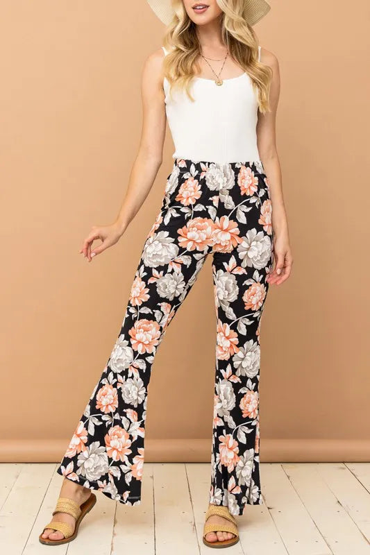 Wrinkle-free stretch bell bottom flare pants with pockets.