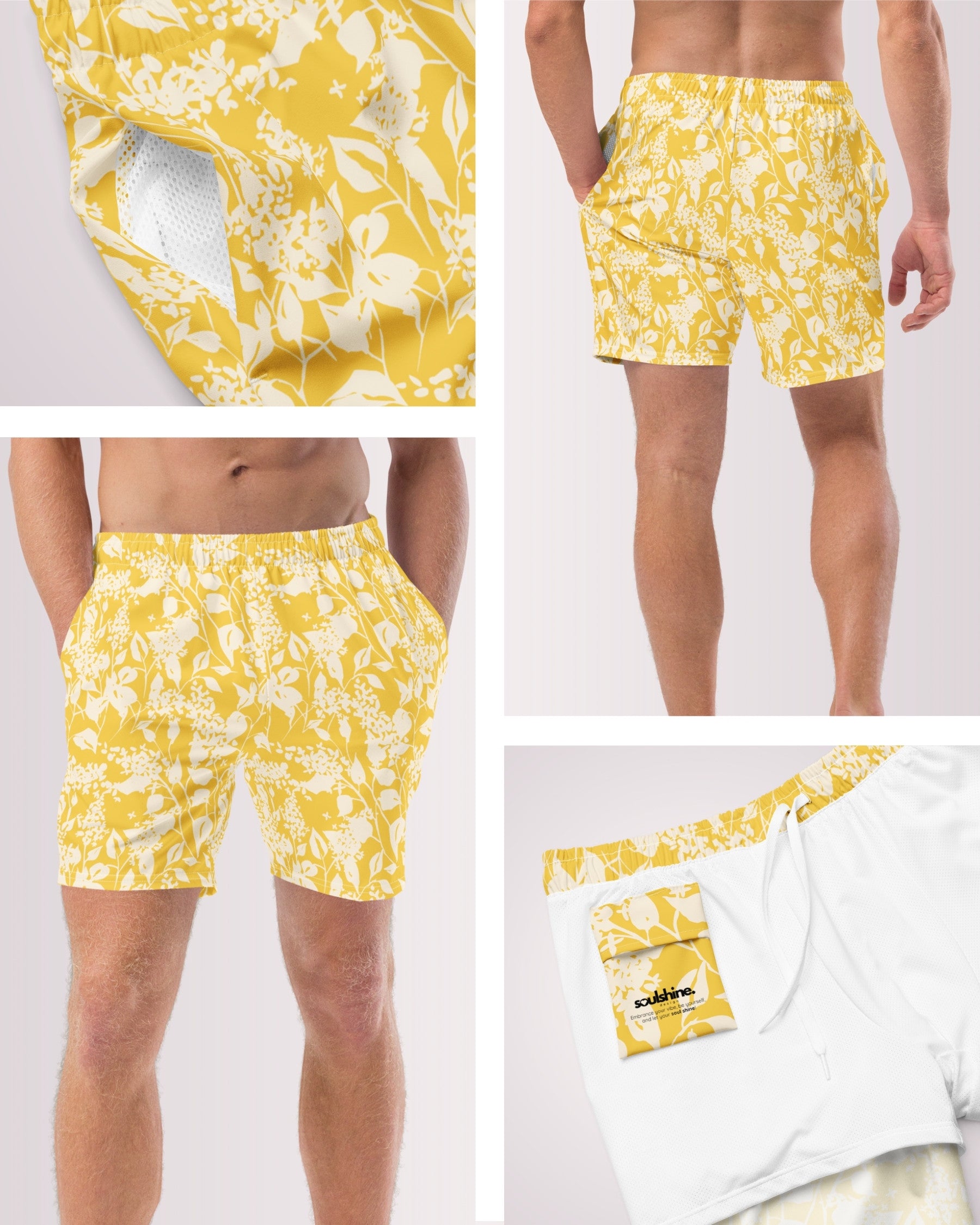 Mens Swim Trunks - Tropical Floral IV