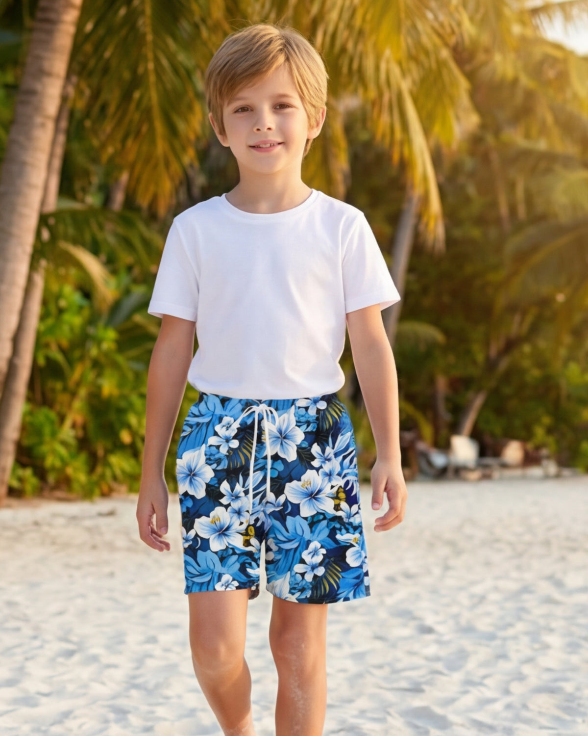 Youth Beach Shorts - Blue Hawaiian