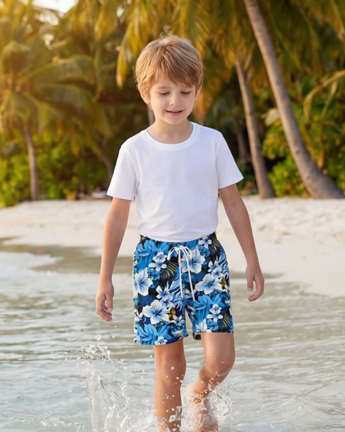 Youth Beach Shorts - Blue Hawaiian