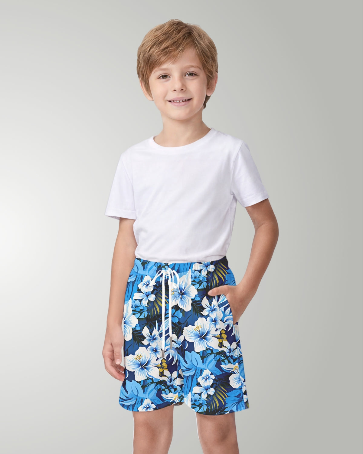 Youth Beach Shorts - Blue Hawaiian