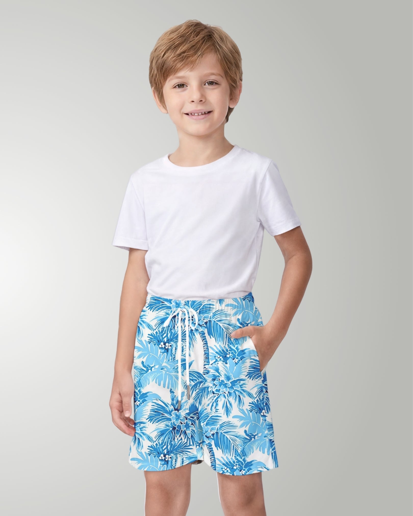 Youth Beach Shorts - Blue Palms