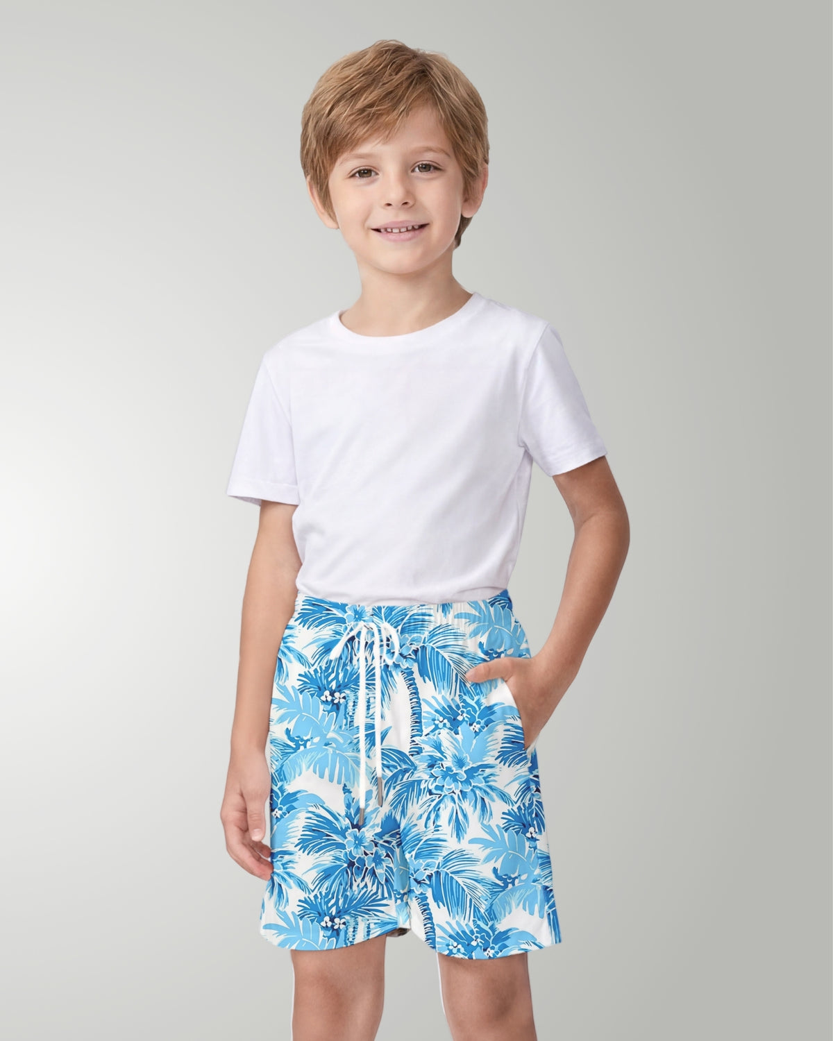 Youth Beach Shorts - Blue Palms