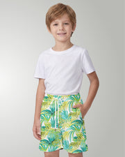 Youth Beach Shorts - Green Palms