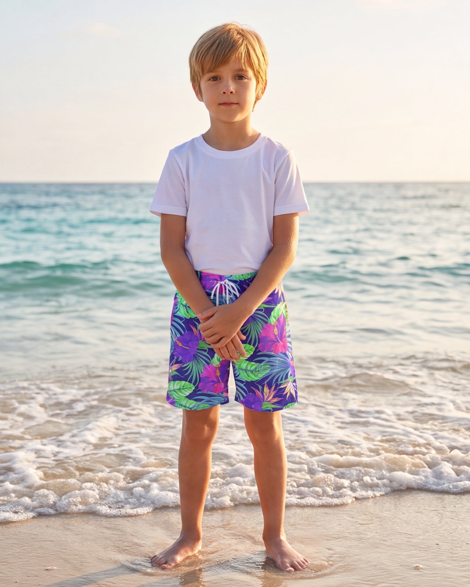 Youth Beach Shorts - Purple Paradise
