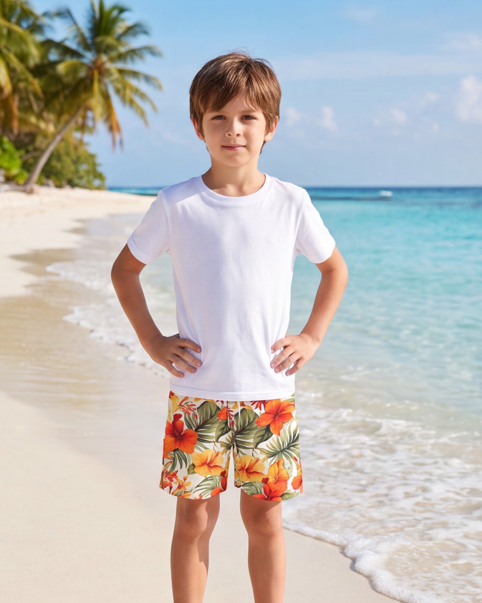 Youth Beach Shorts - Sunset Bloom
