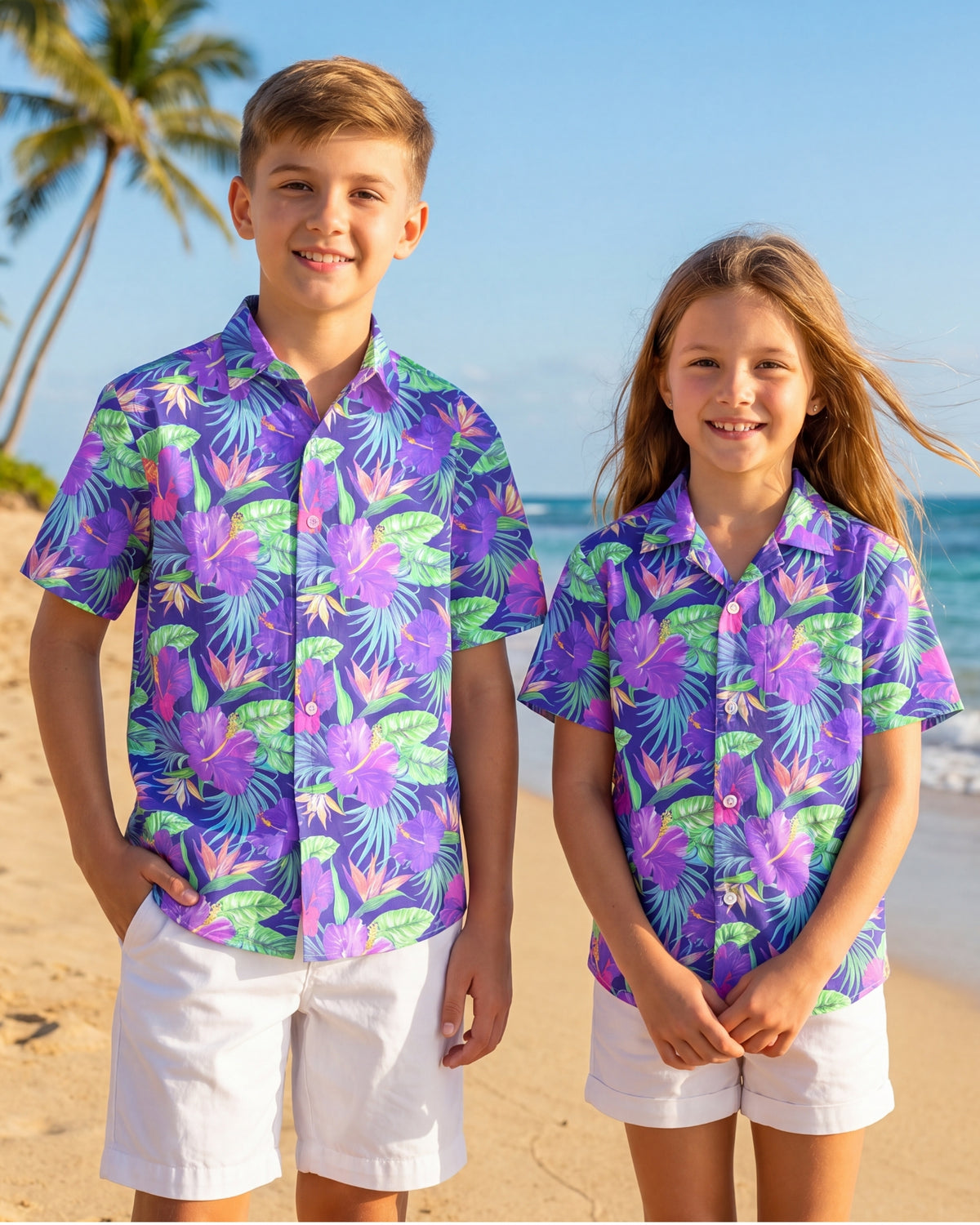 Youth Hawaiian Shirt - Purple Paradise