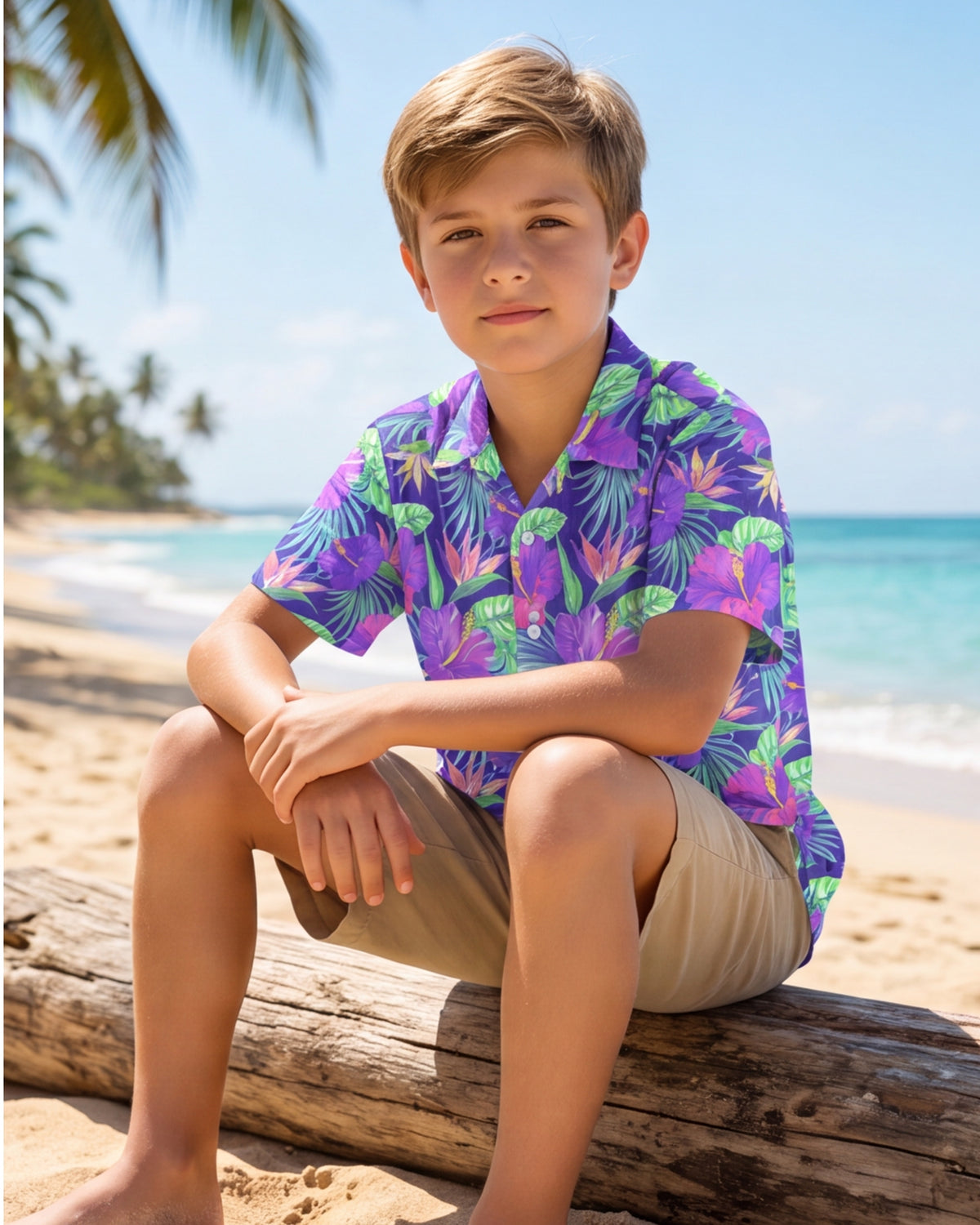 Youth Hawaiian Shirt - Purple Paradise