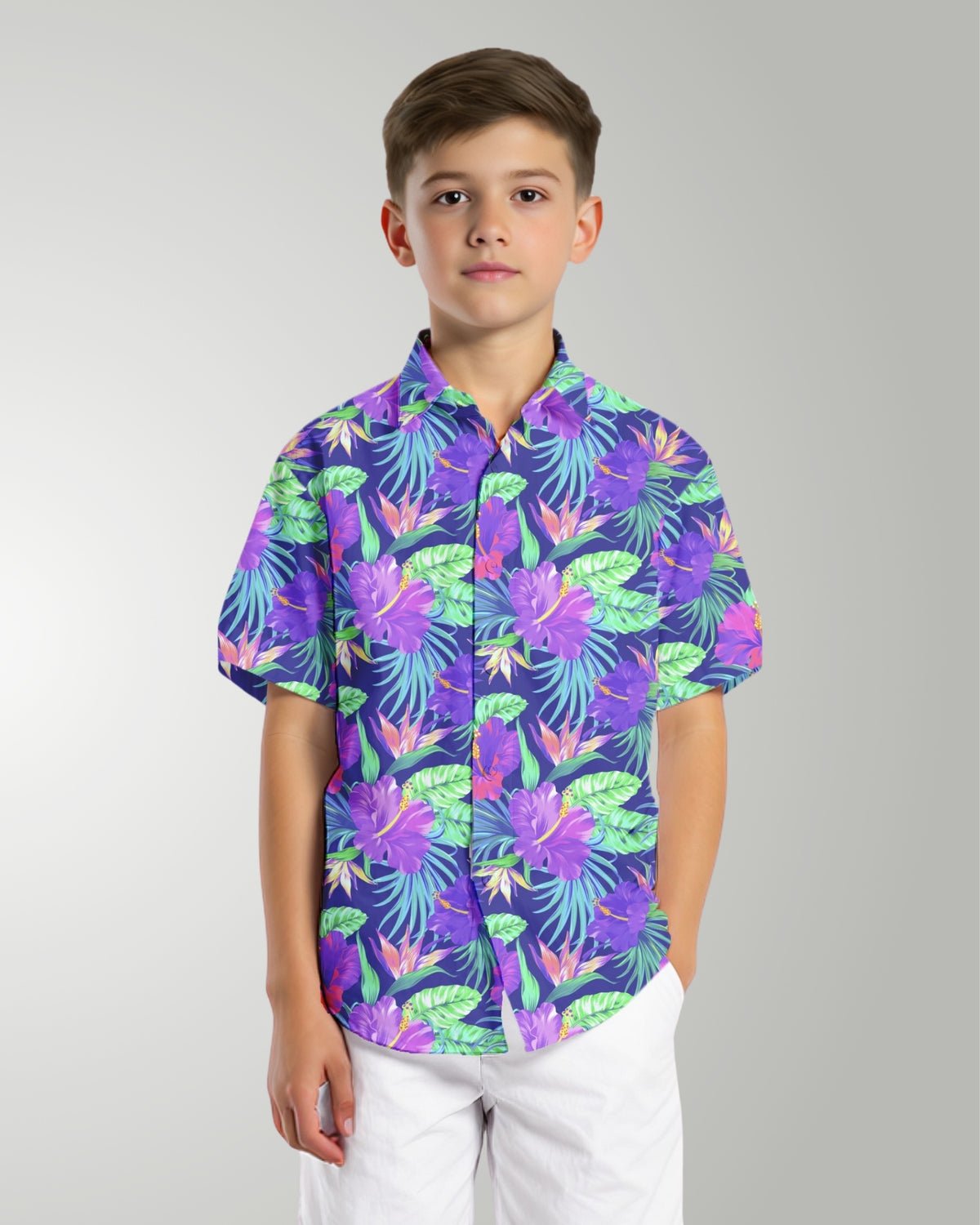 Youth Hawaiian Shirt - Purple Paradise
