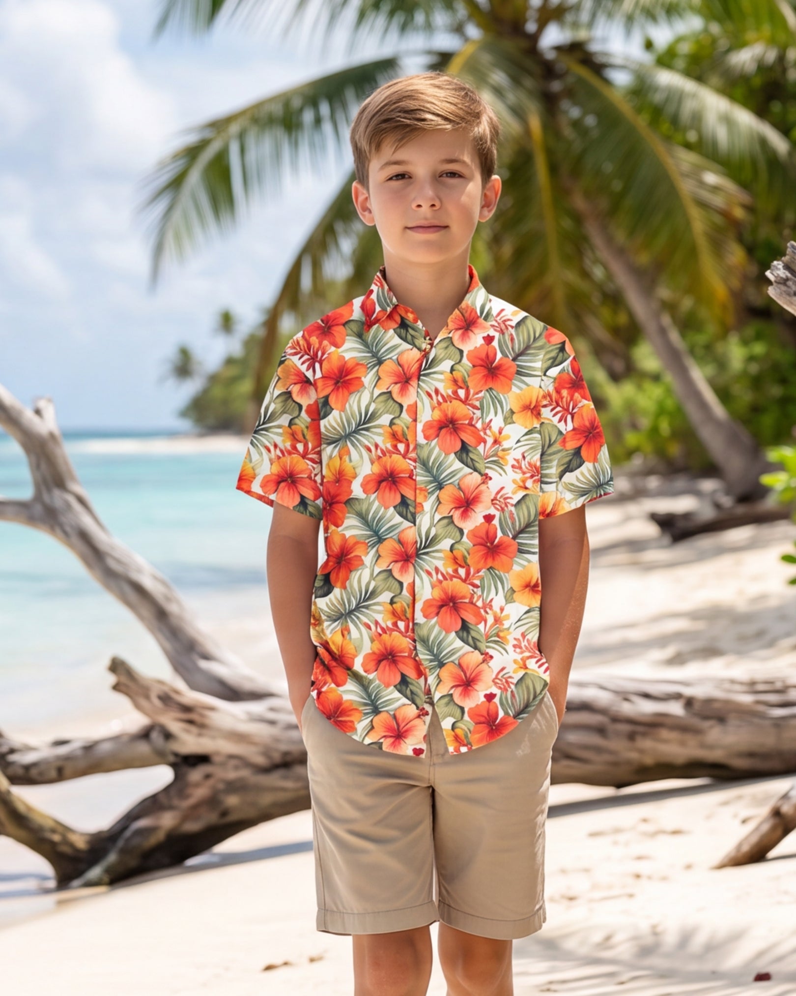 Youth Hawaiian Shirt - Sunset Bloom