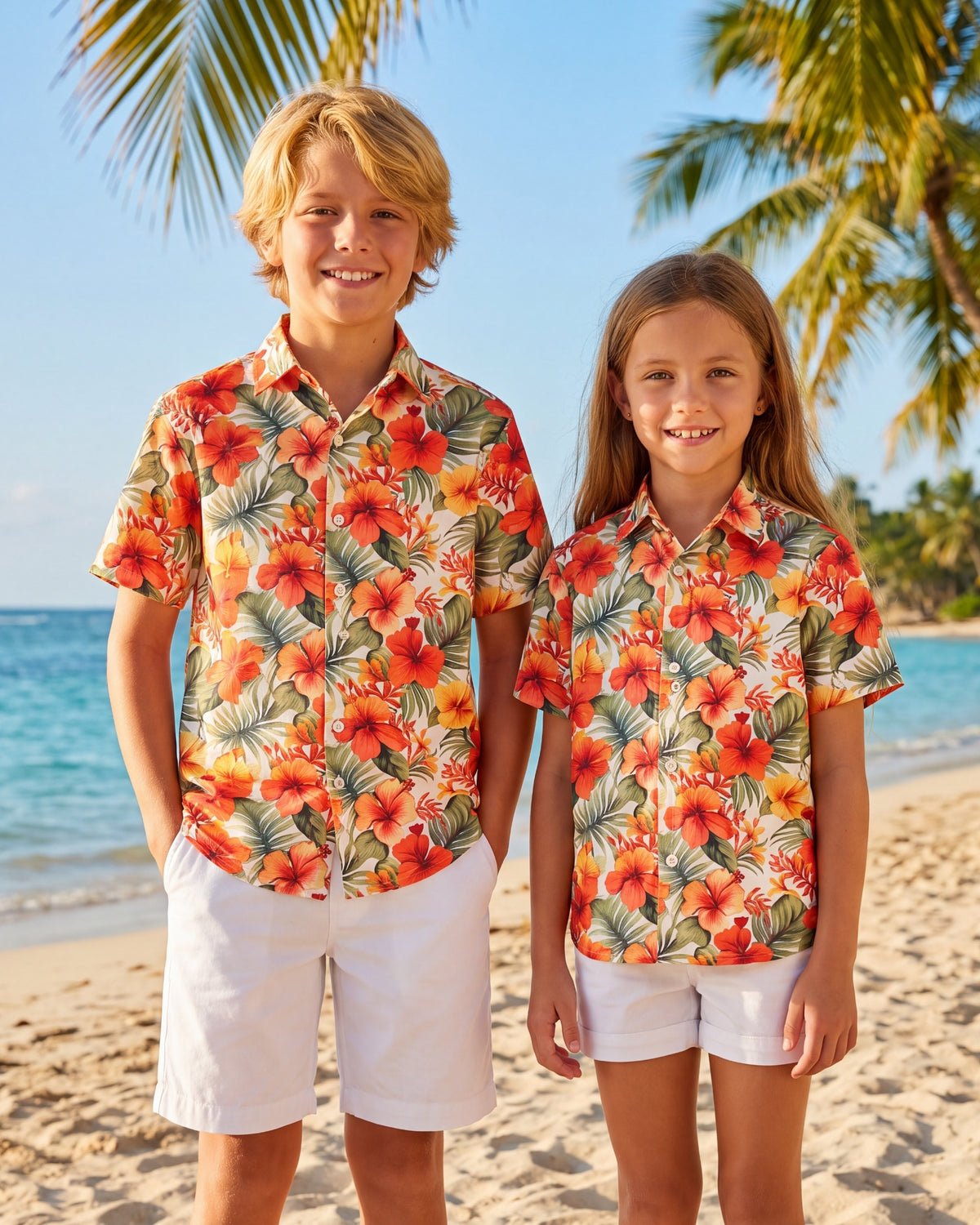 Youth Hawaiian Shirt - Sunset Bloom