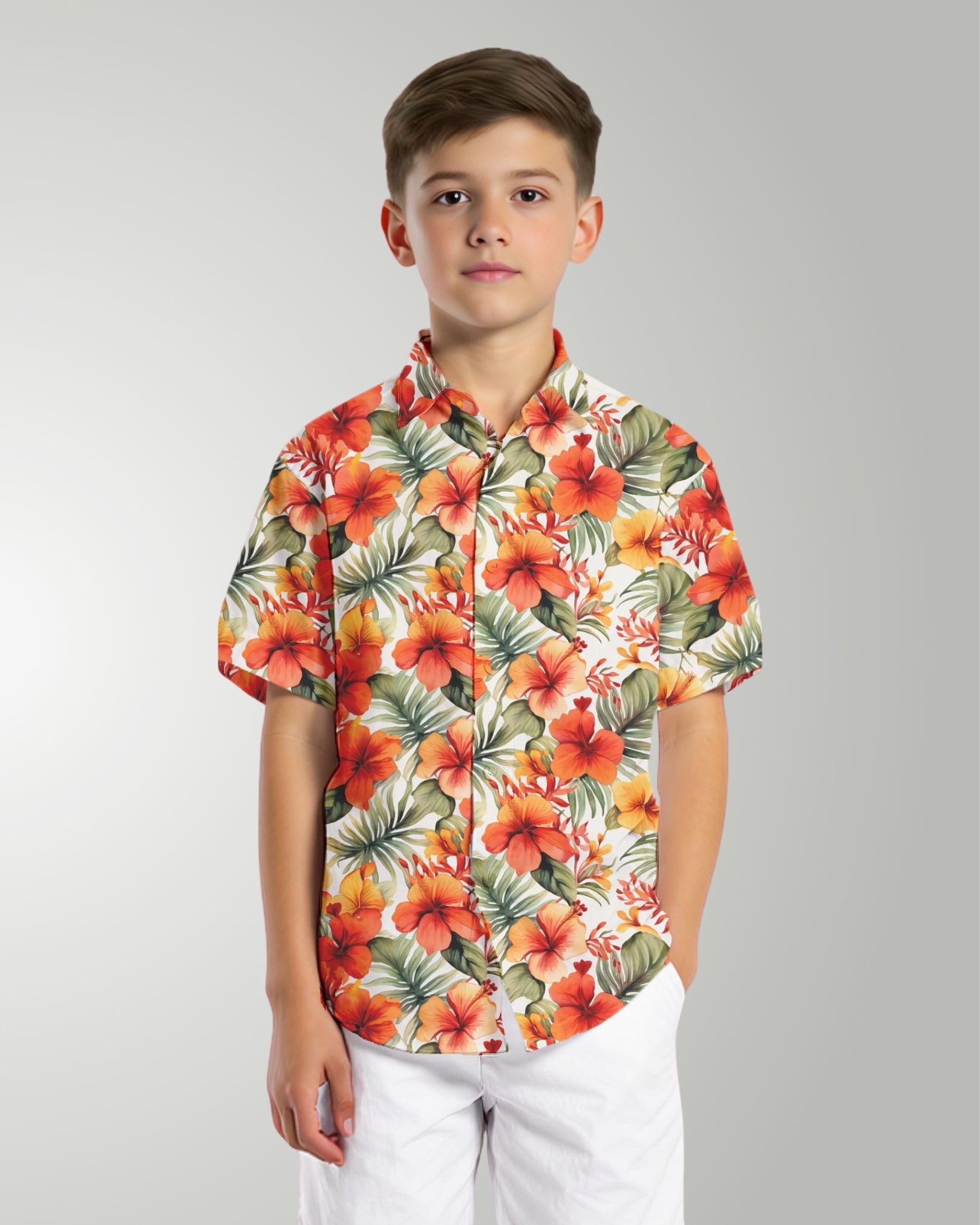 Youth Hawaiian Shirt - Sunset Bloom
