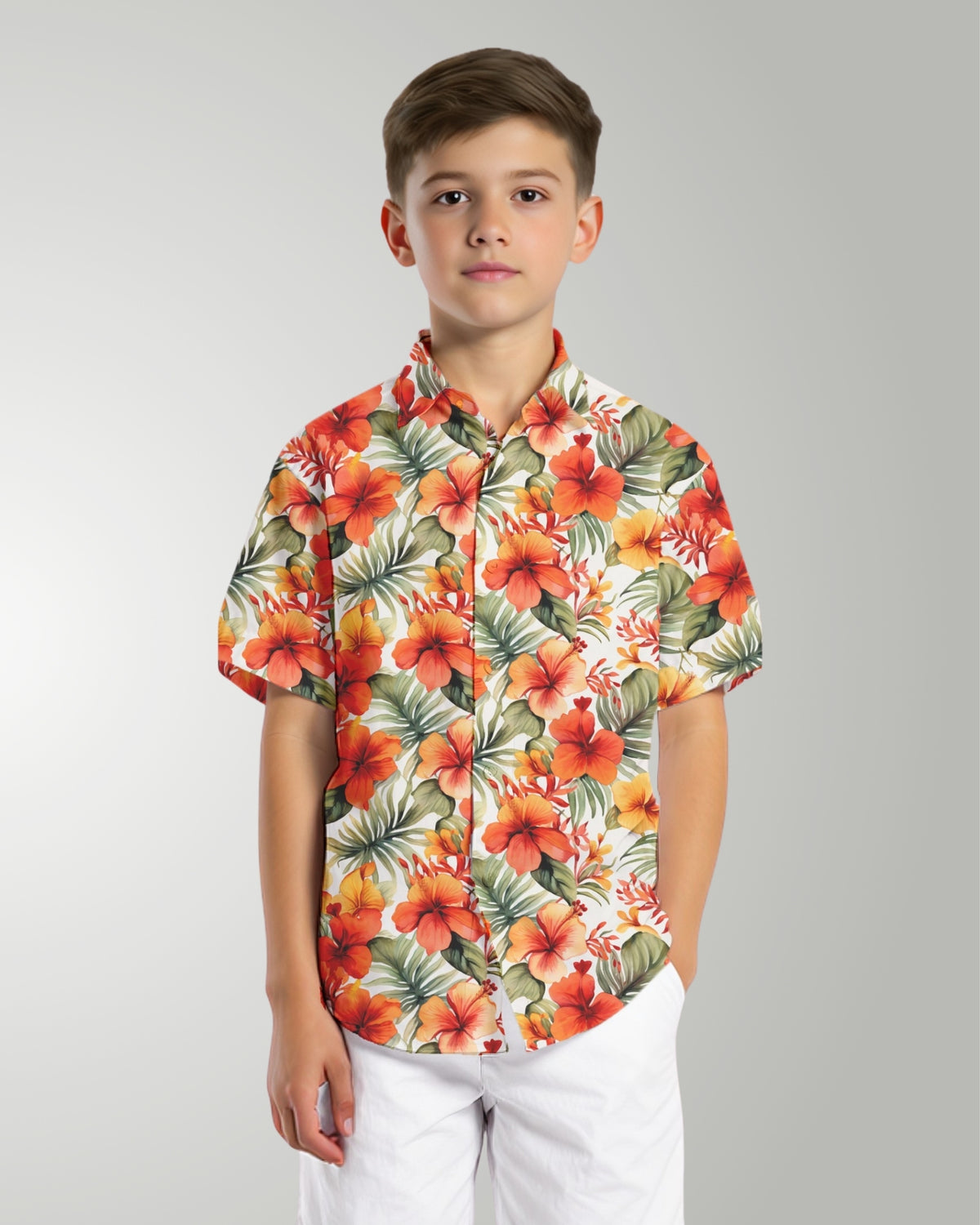 Youth Hawaiian Shirt - Sunset Bloom