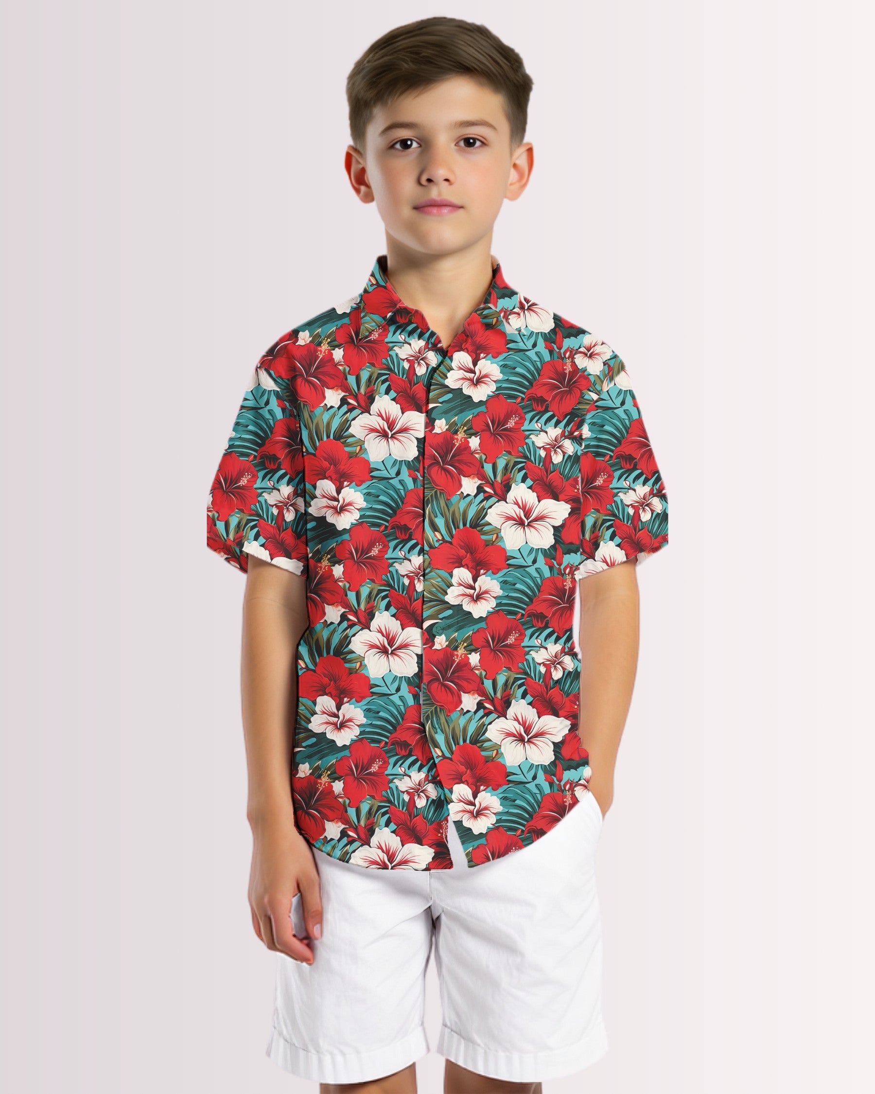 Youth Hawaiian Shirt - Red Hawaiian II