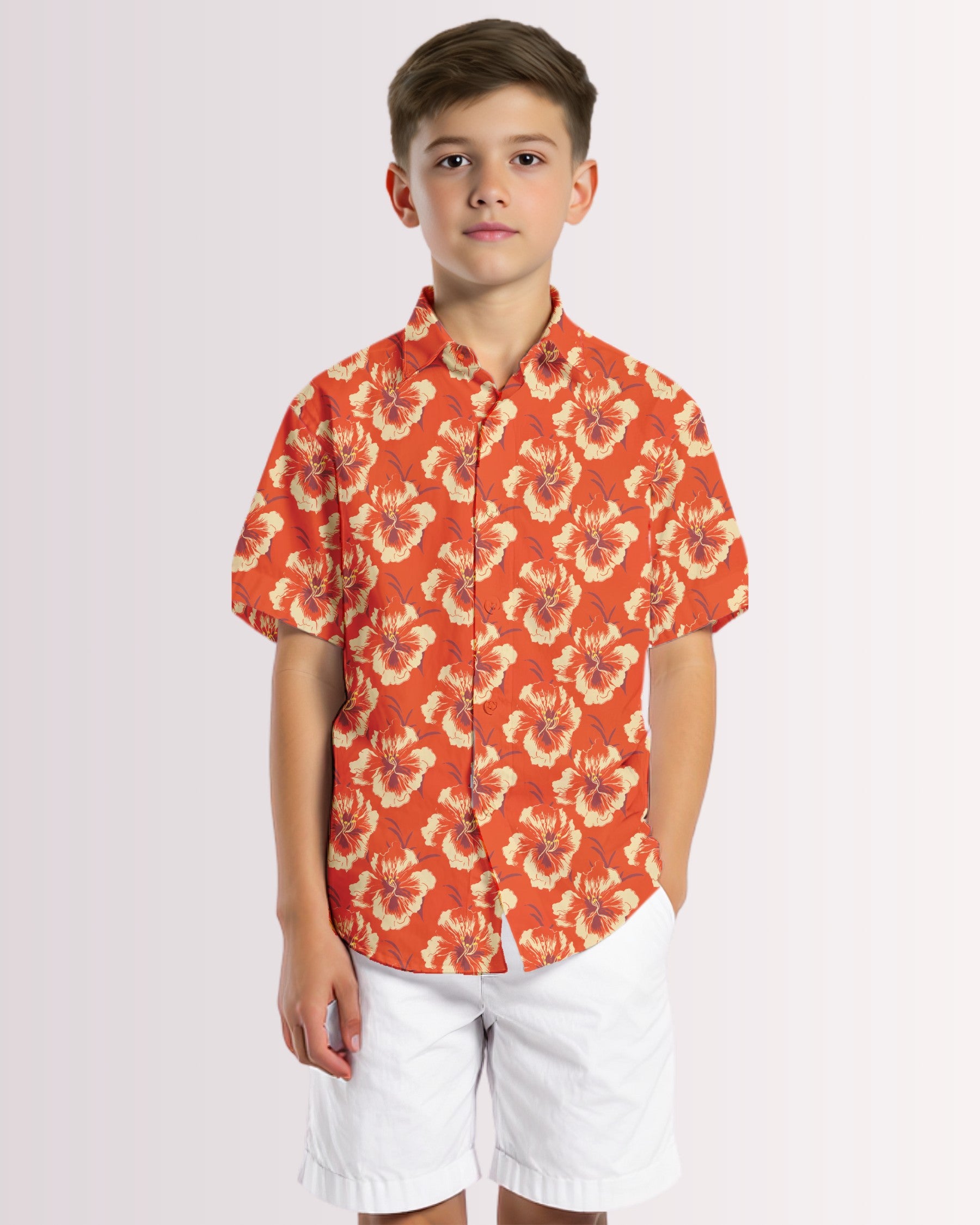 Youth Hawaiian Shirt - Red Hawaiian I