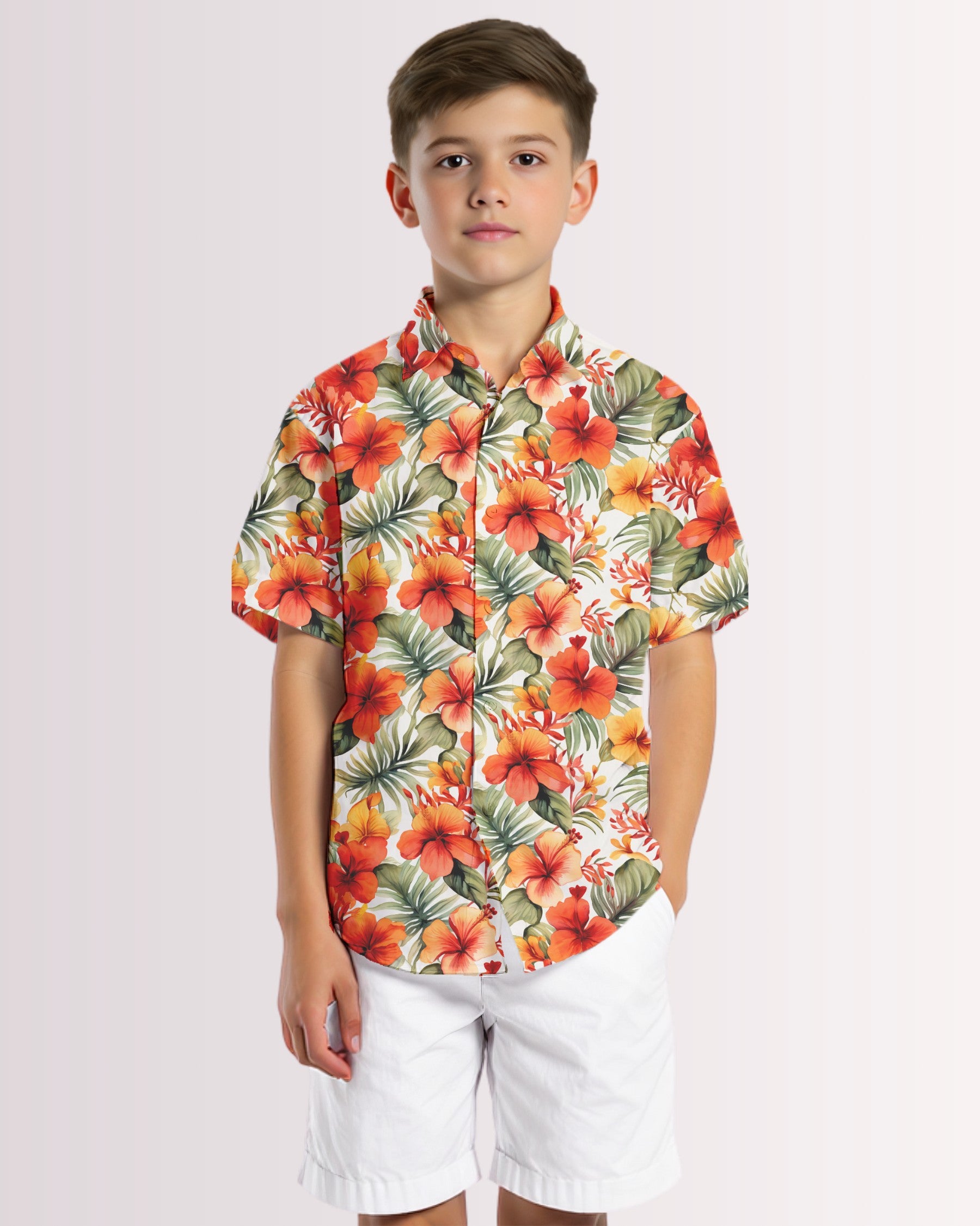Youth Hawaiian Shirt - Orange Hawaiian III