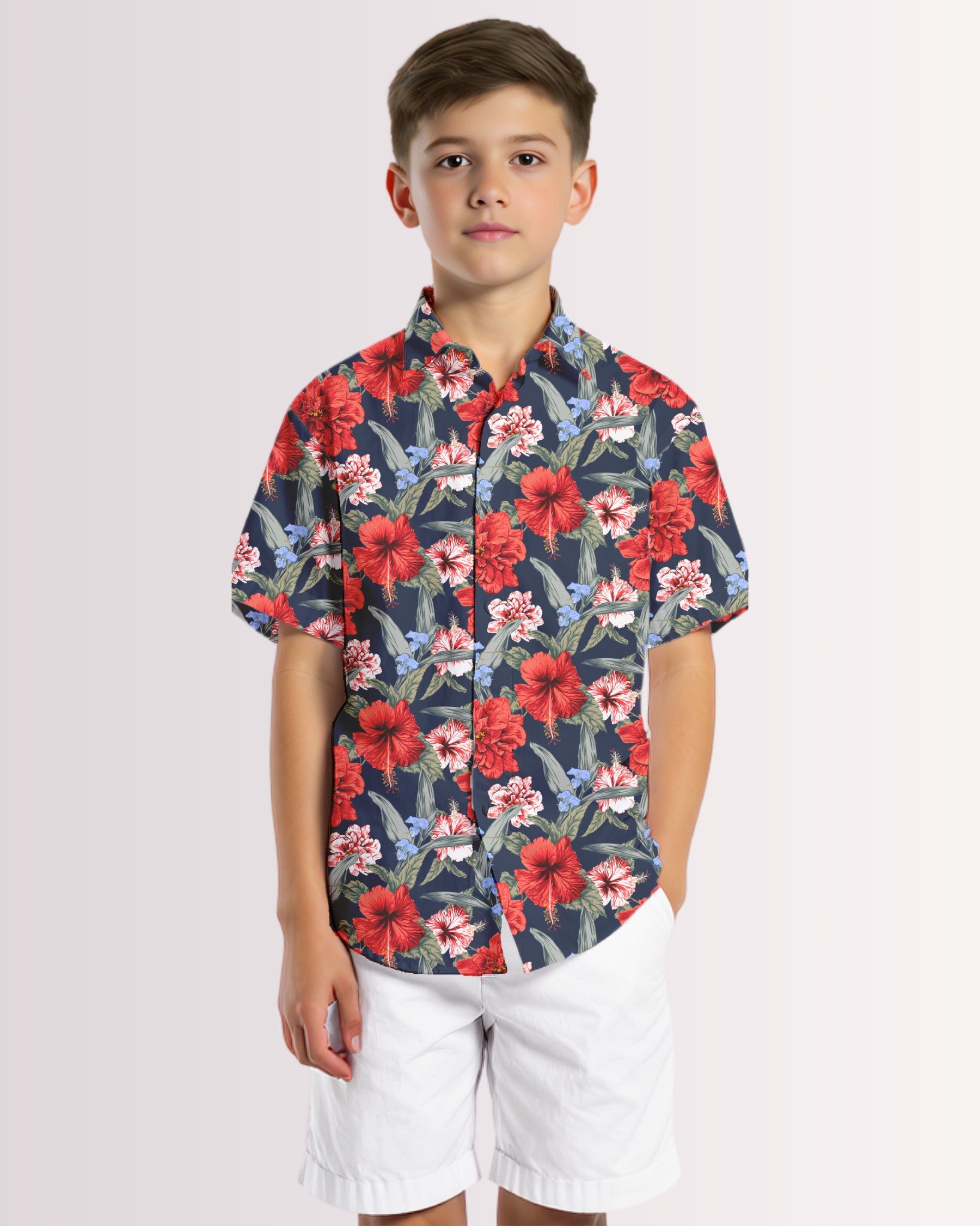 Youth Hawaiian Shirt - Tropical Floral IX