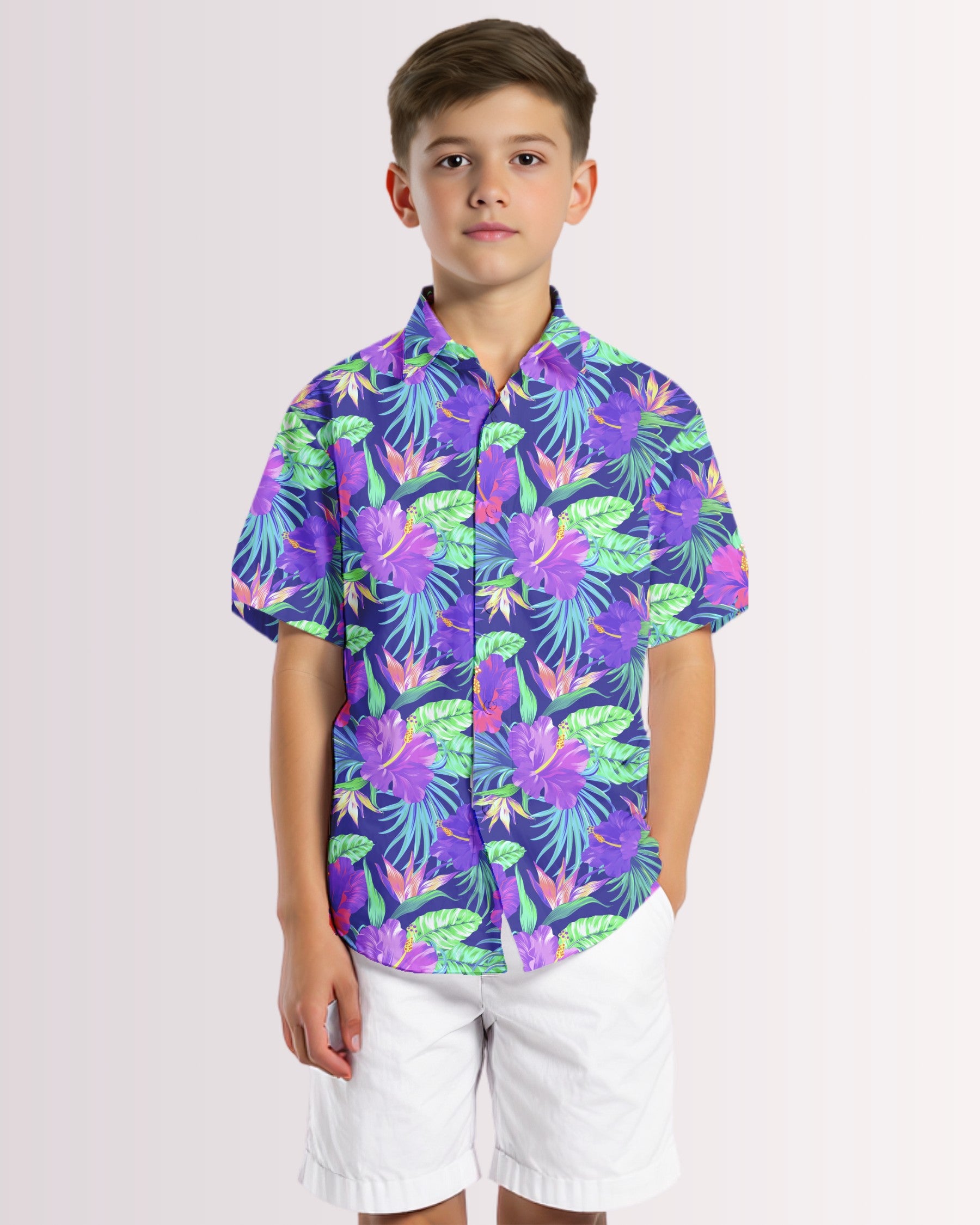 Youth Hawaiian Shirt - Purple Hawaiian IV