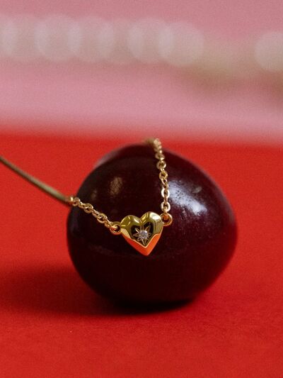 Zircon Heart Pendant Necklace