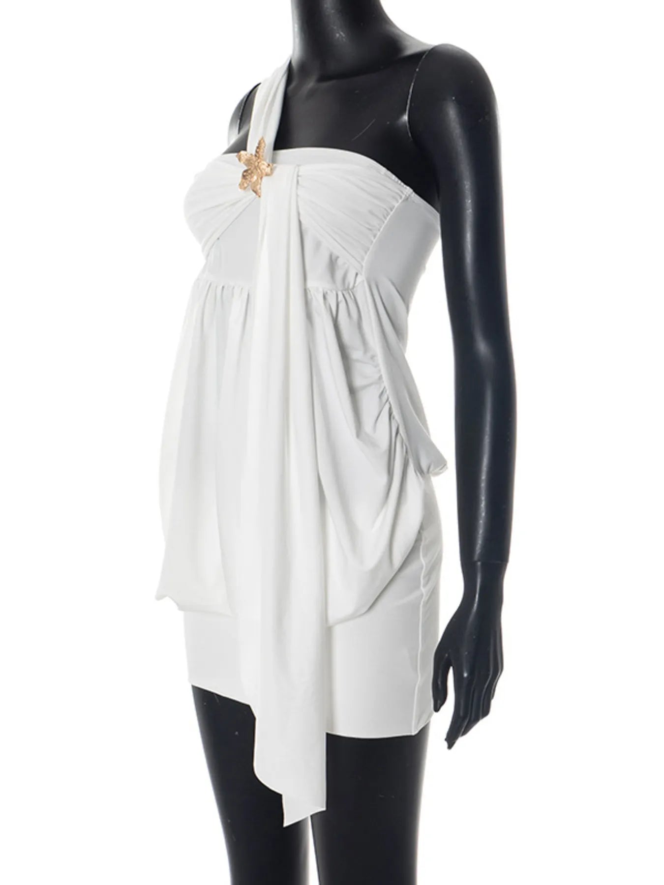 Ruched One-Shoulder Mini Dress - Tied & Asymmetrical.