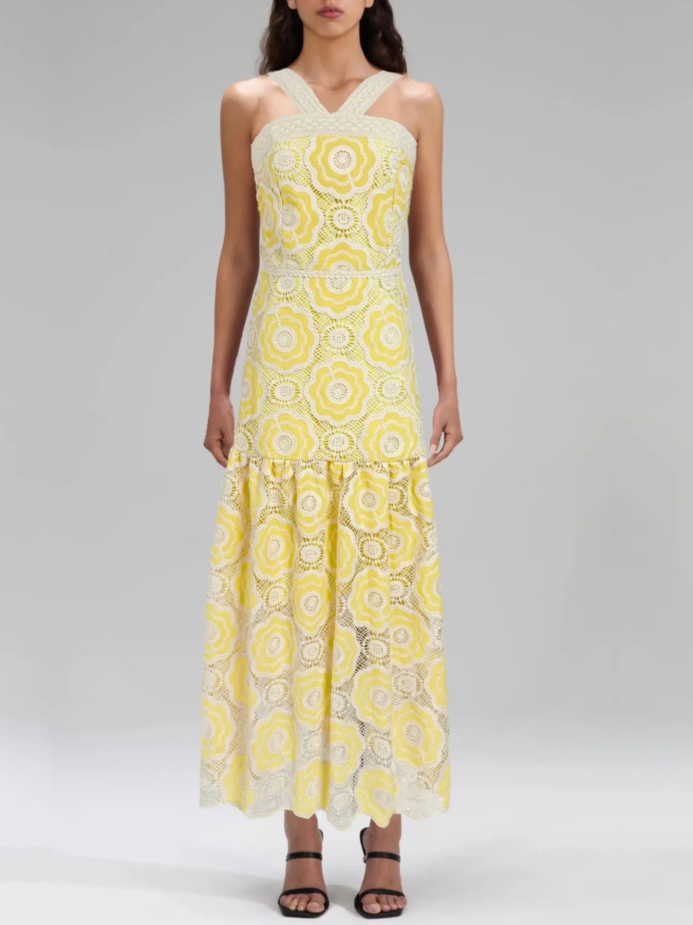 Plus Size Lace Up Halter Neck Denim Dress - Backless.