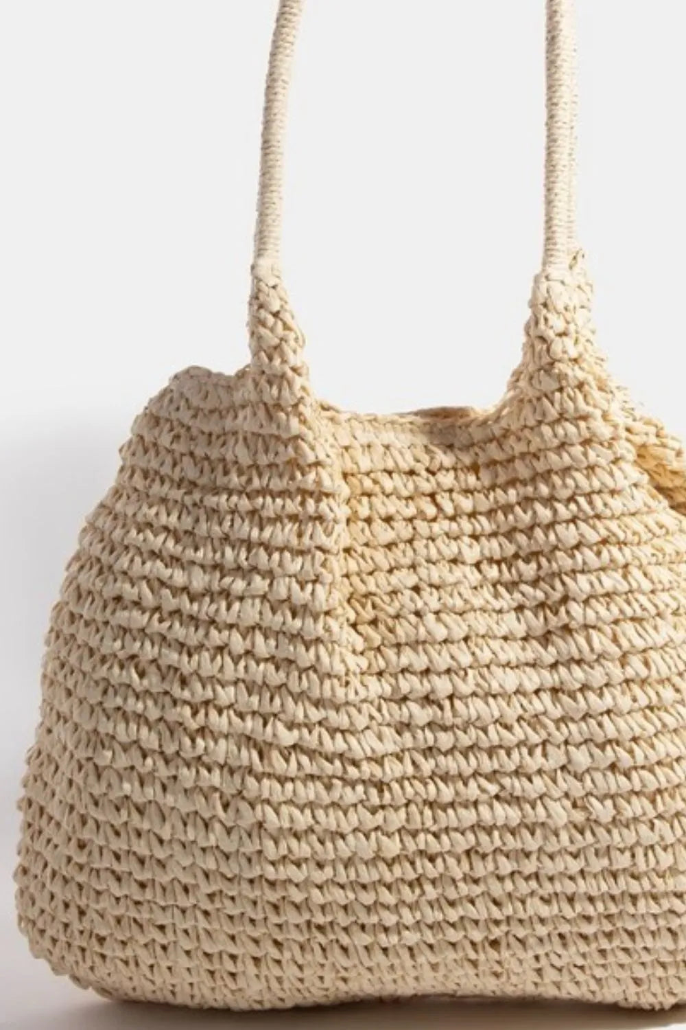 Braided Long Handle Straw Tote Bag - Large Size.