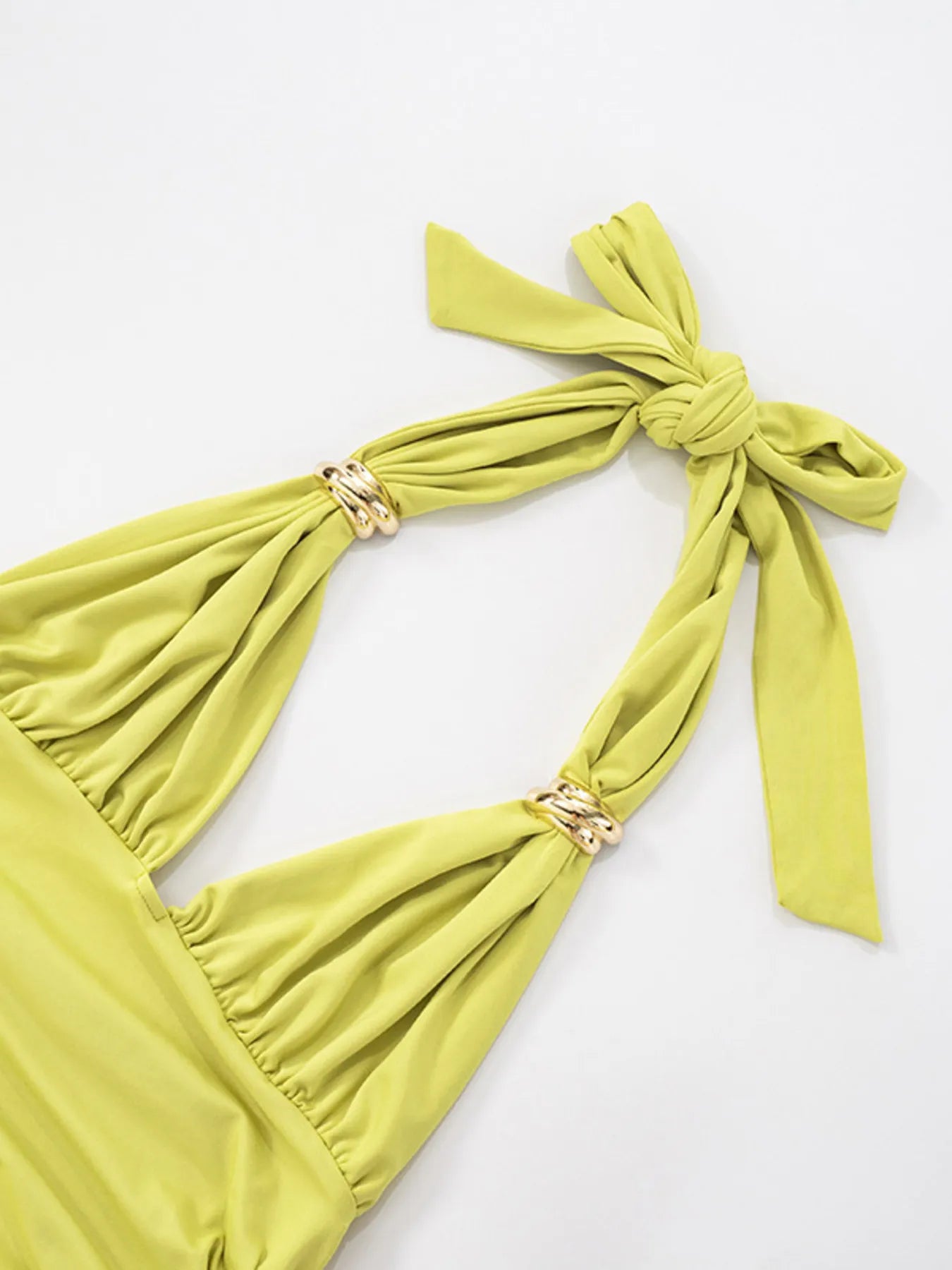 Plus Size Ruched Halter Neck Midi Dress - Tied.