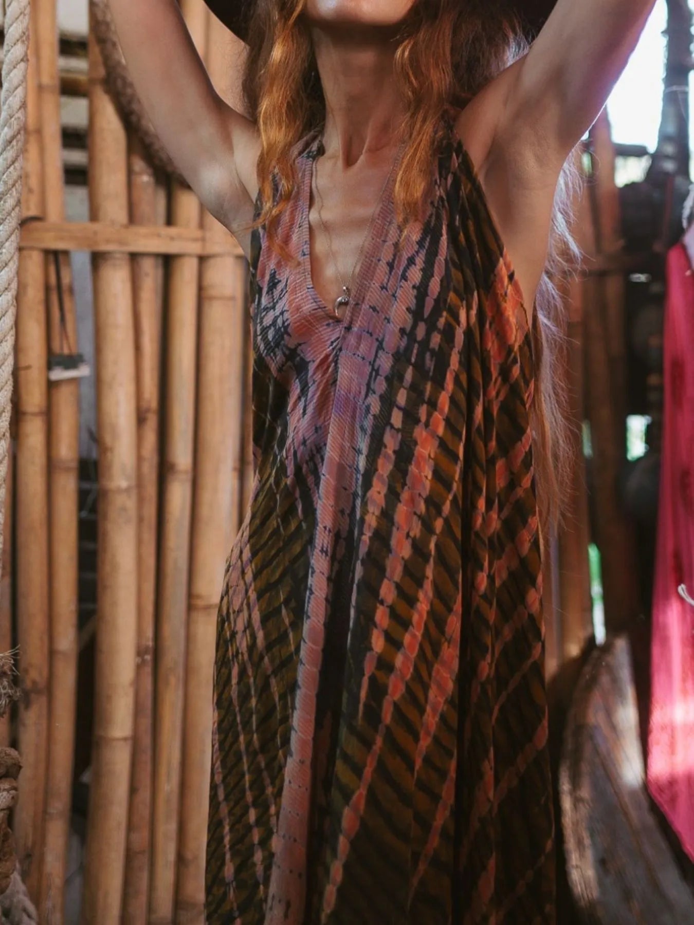 Asymmetrical Hem Printed Halter Neck Dress - Backless.