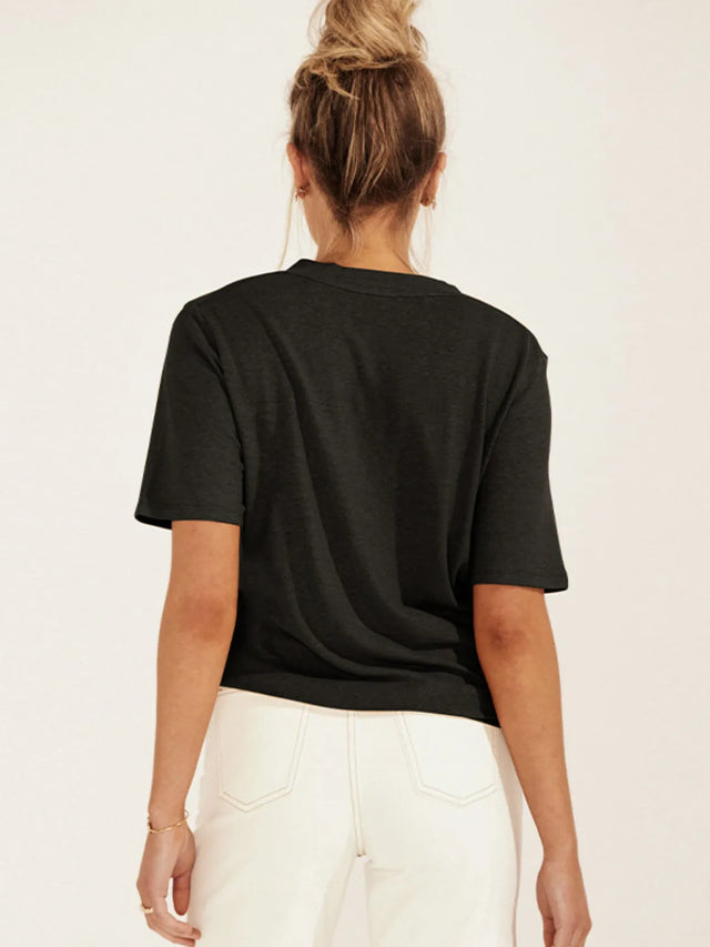 Solid V-Neck Short Sleeve T-Shirt