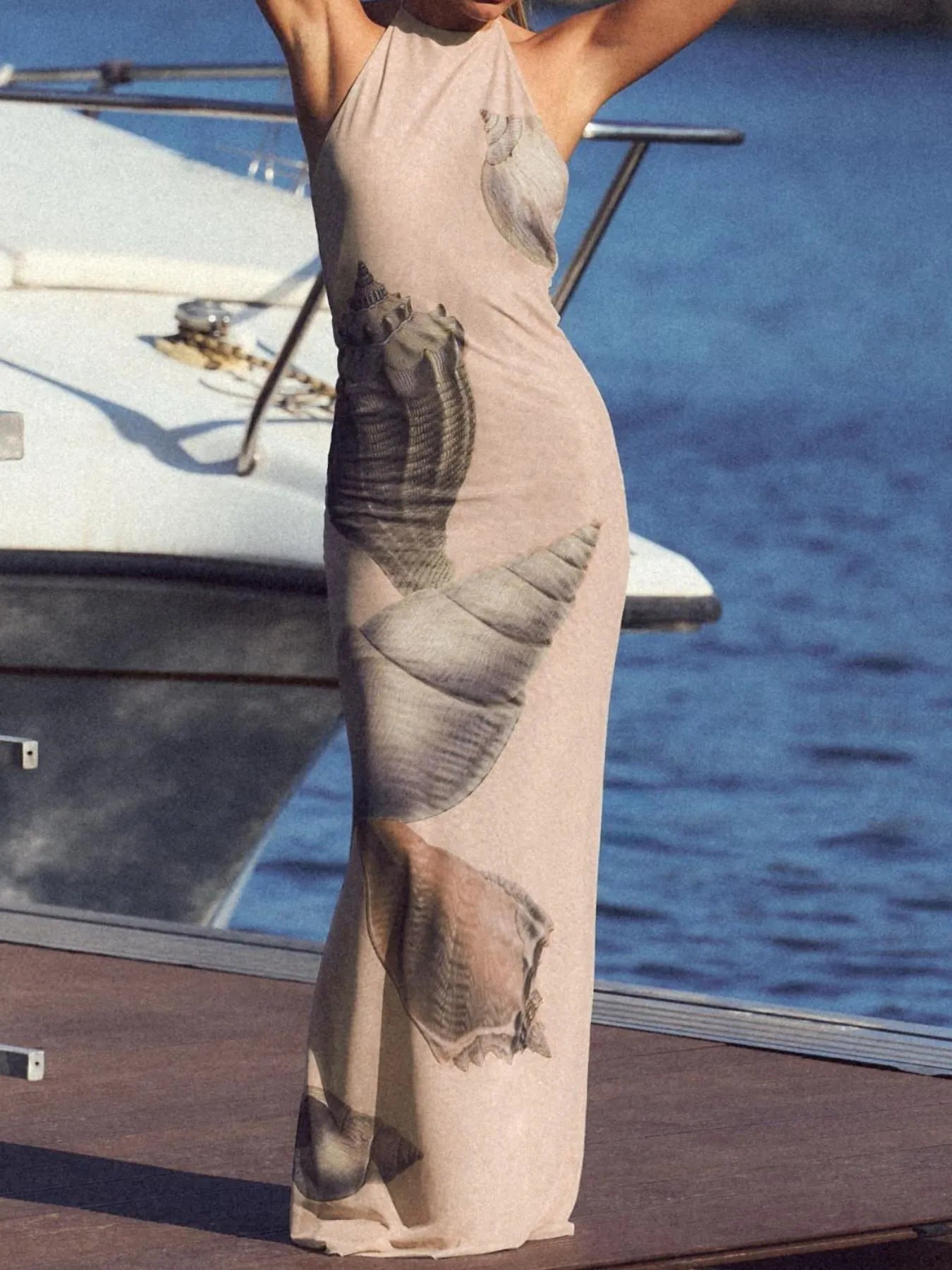 Halter Neck Wrap Maxi Dress with Tie Detail.