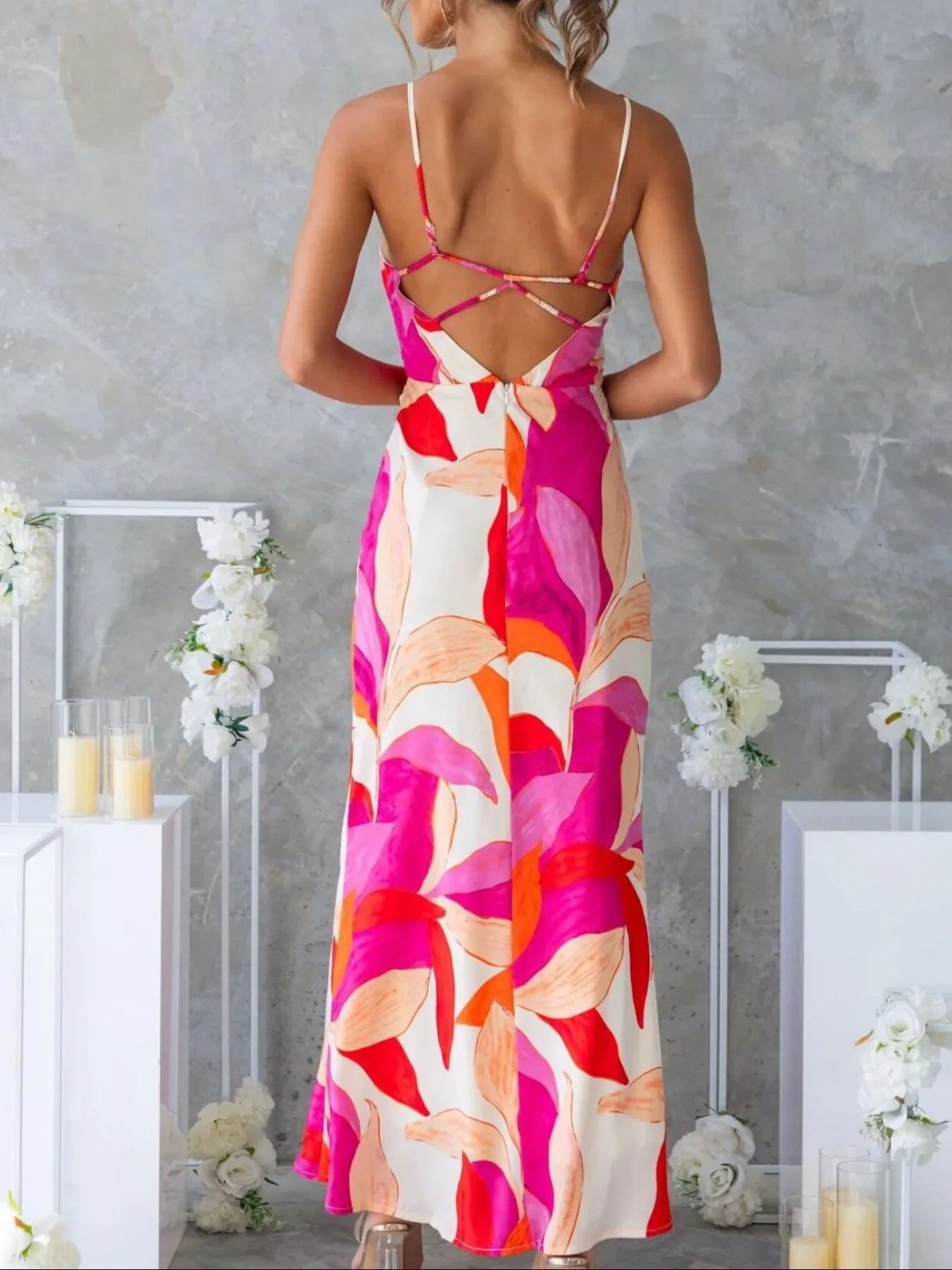 Printed Balloon Sleeve Maxi Shirt Dress with Tie.