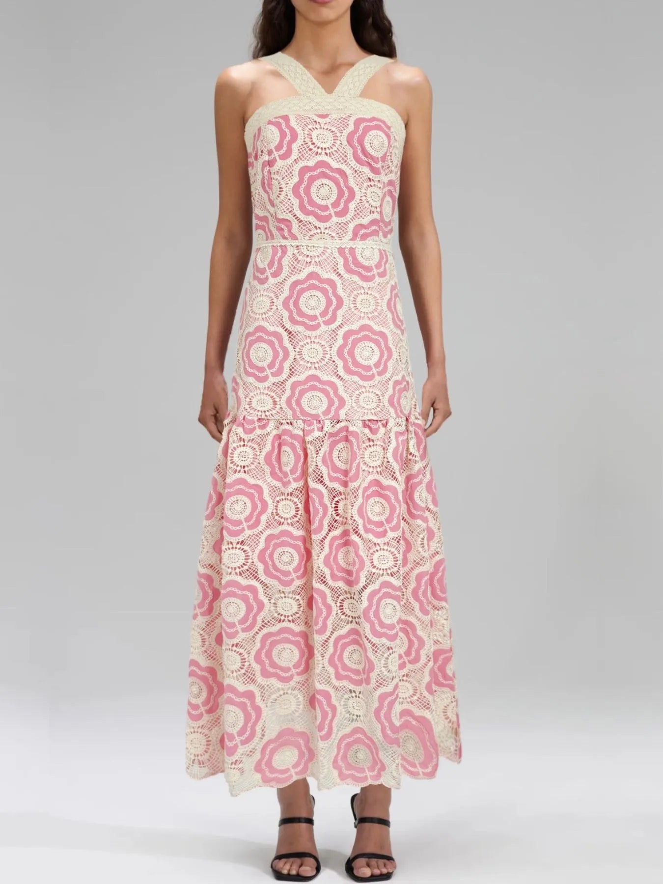 Plus Size Lace Up Halter Neck Denim Dress - Backless.