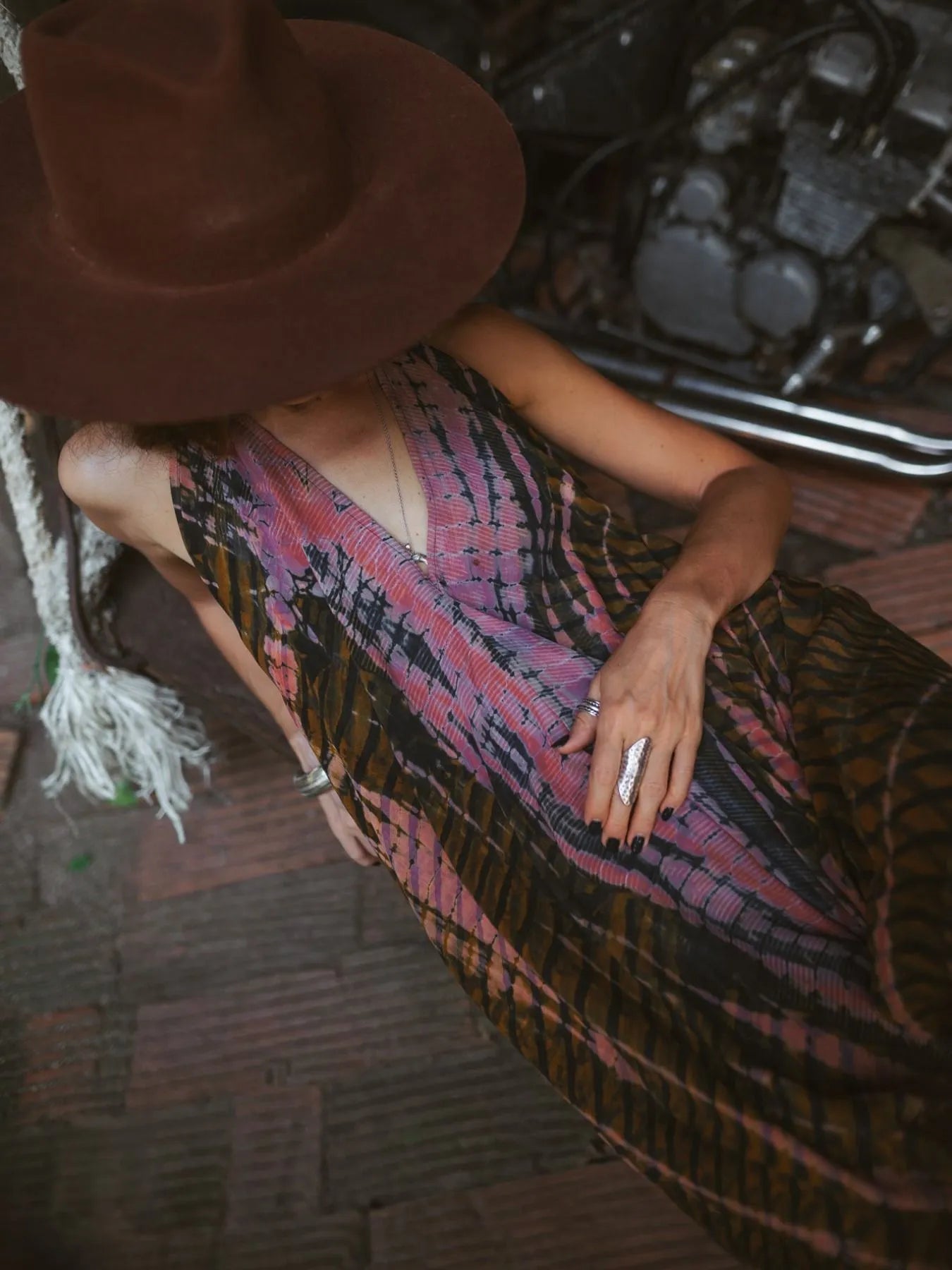 Asymmetrical Hem Printed Halter Neck Dress - Backless.