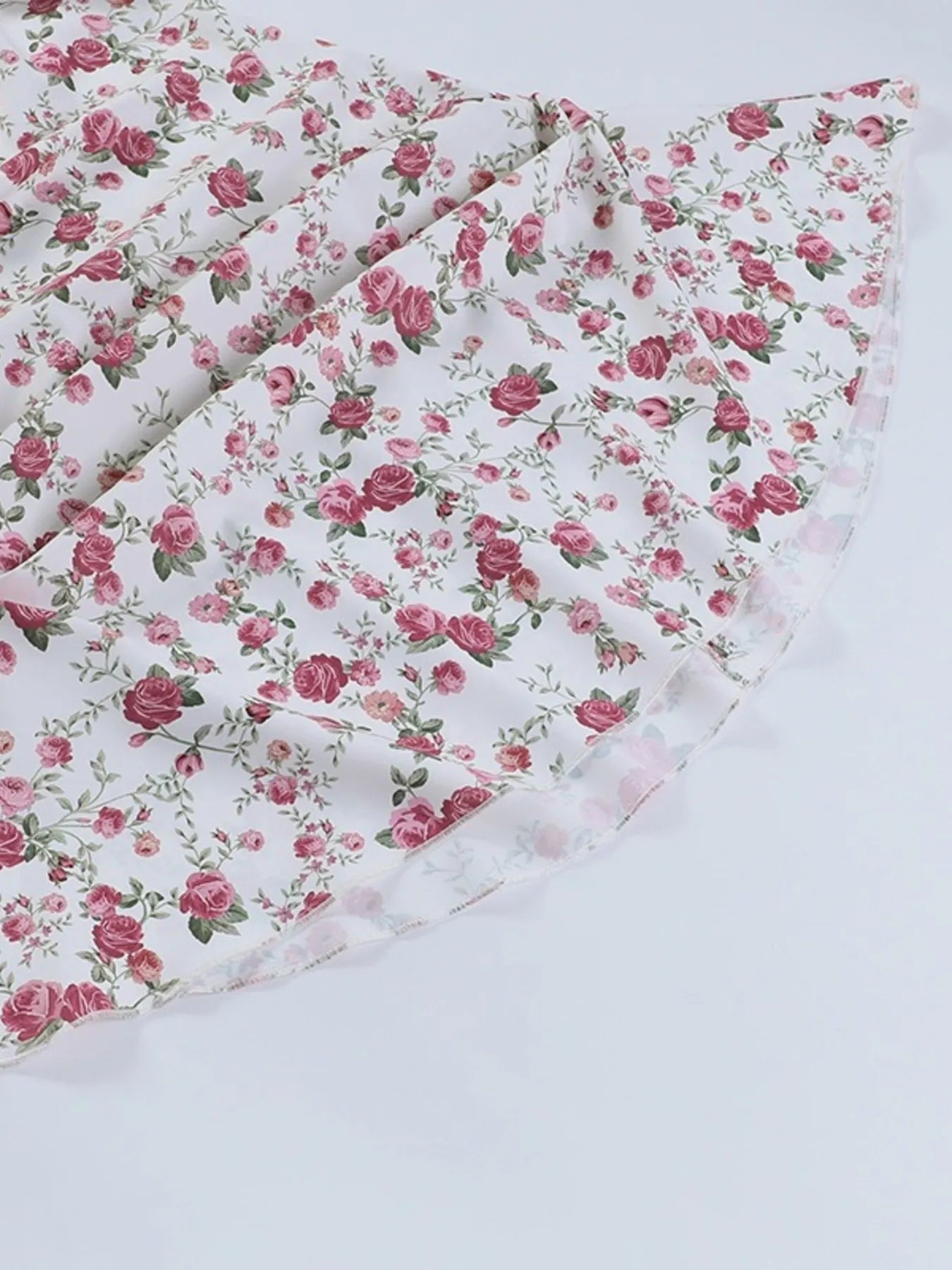 Floral Print Sweetheart Neck Midi Dress - Ruffled.