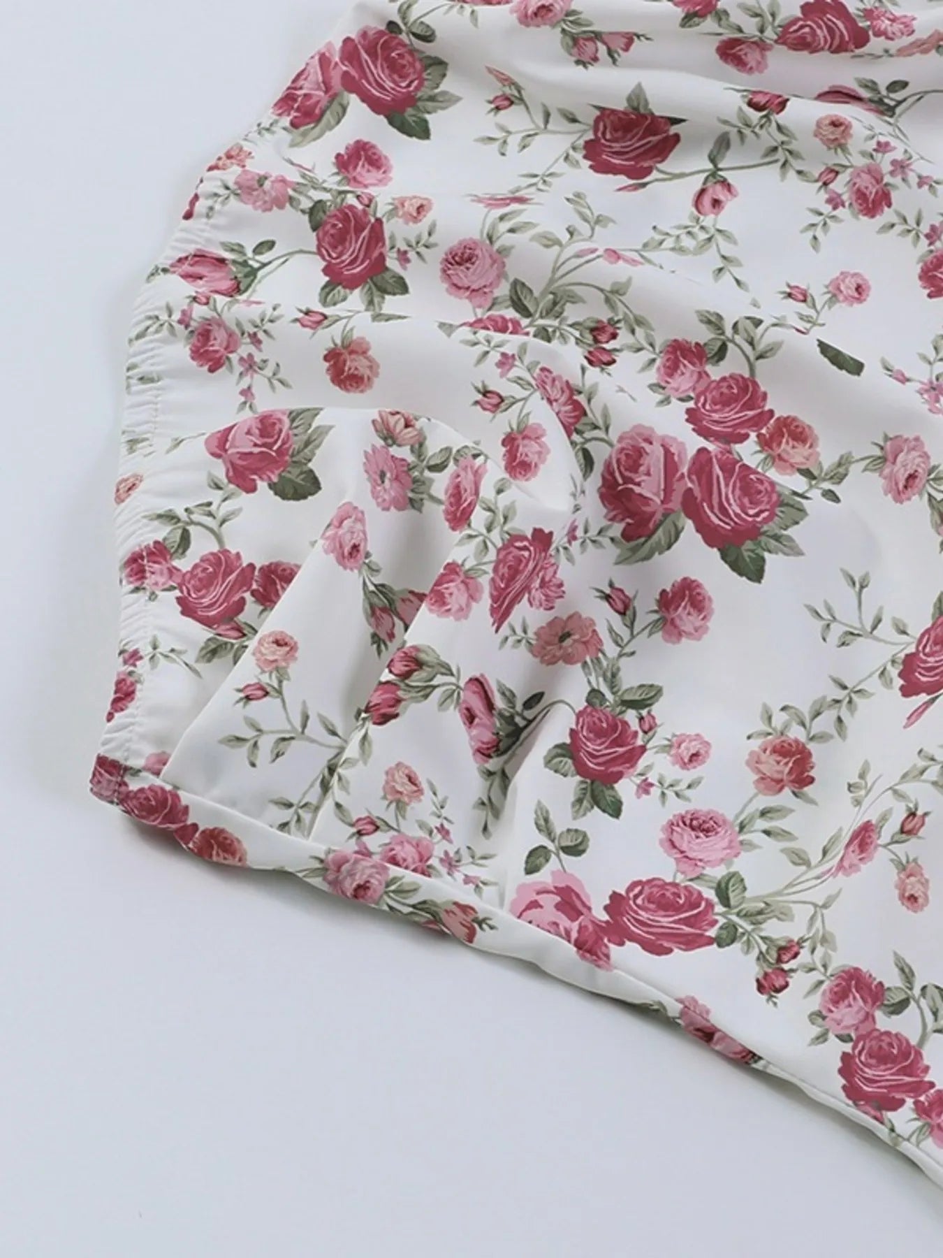 Floral Print Sweetheart Neck Midi Dress - Ruffled.