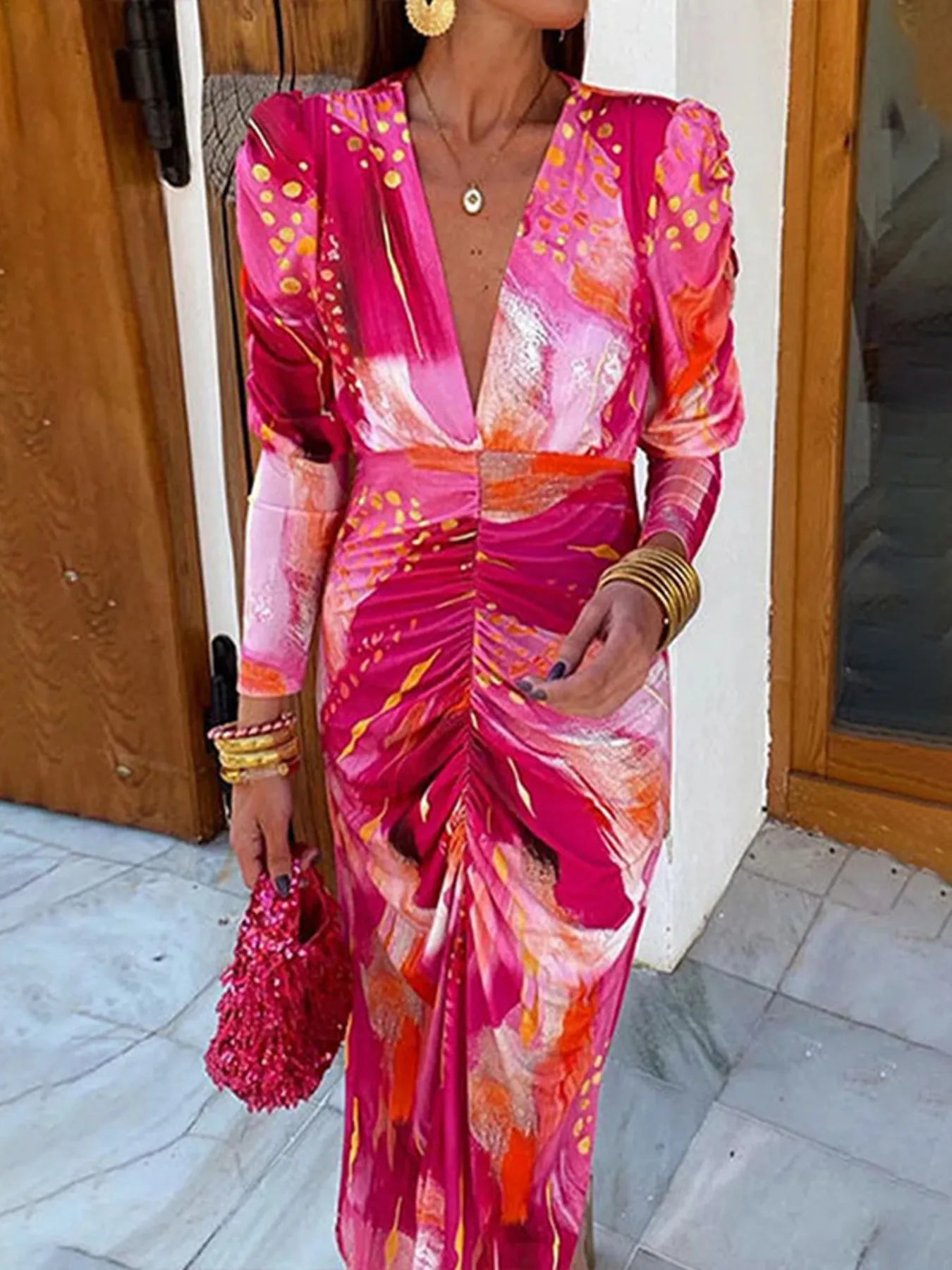 Ruched Halter Neck Bodycon Mini Dress - Tied & Asymmetrical.