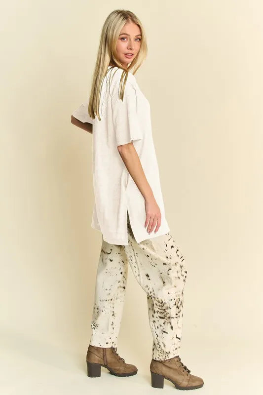 Short Sleeve Side Slit T-Shirt with Pockets