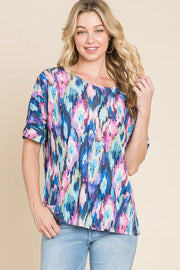 Lightweight Contrast Round Neck Short Sleeve T-Shirt