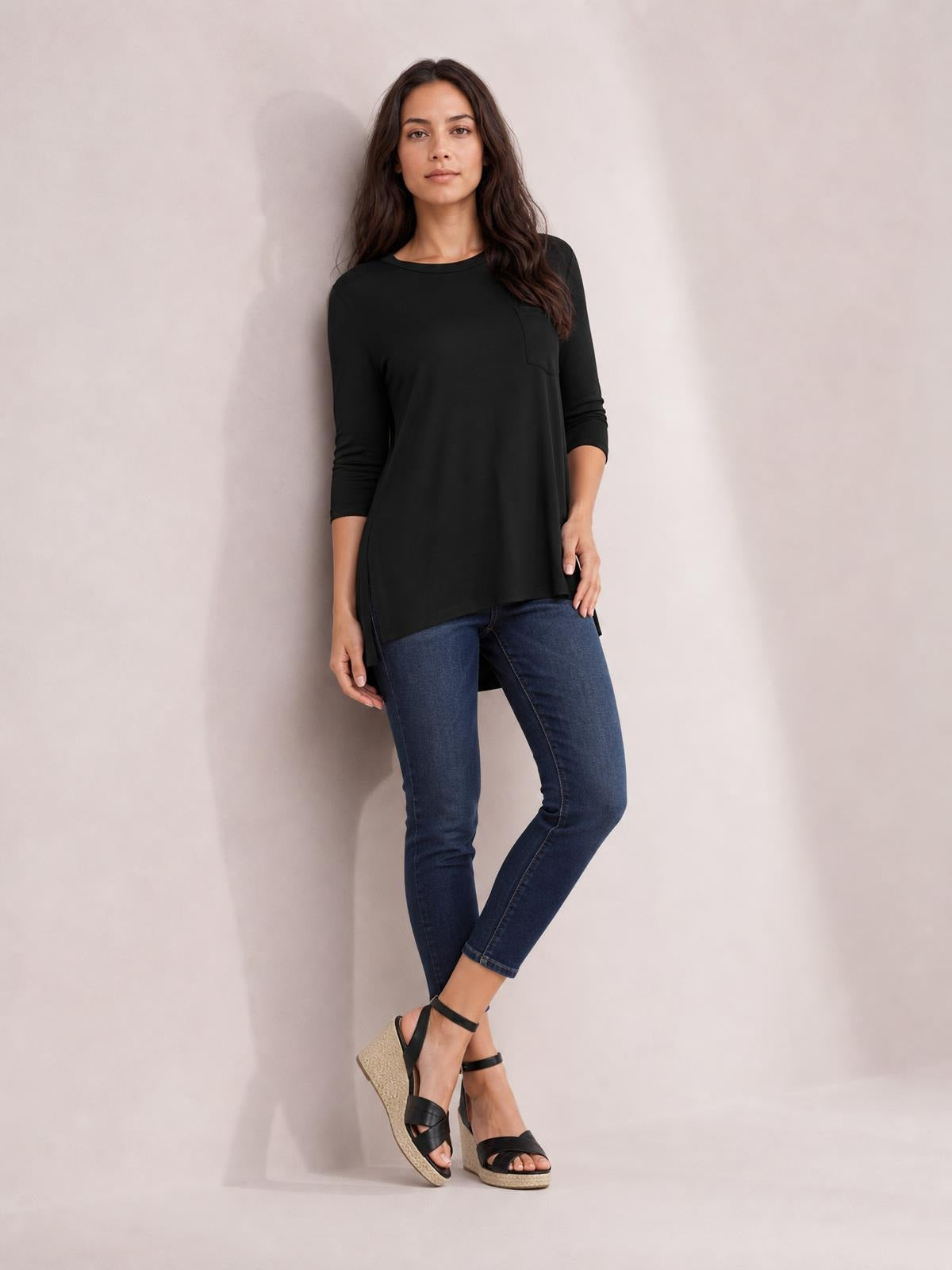 Round Neck Pocketed T-Shirt · Studio Prop Pose